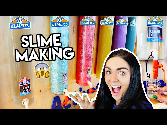 MAKING SLIME AT ELMERS SLIME MAKING STATION at Elmer's Slime Headquarters 2019