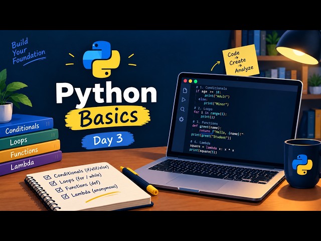 Python for Data Analytics | Conditionals, Loops, Functions & Lambda Explained | Day 3