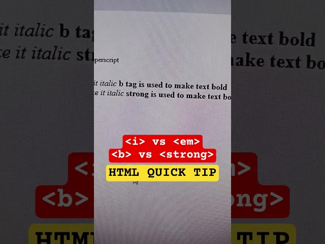 Difference between i and em, b and strong tags in HTML #programmingwithrakesh #html #tips