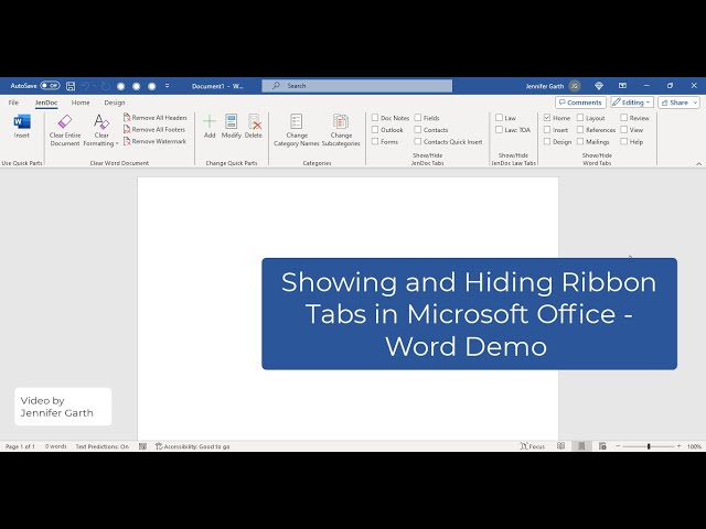 Showing and Hiding Ribbon Tabs in Microsoft Office via VBA  - Demo