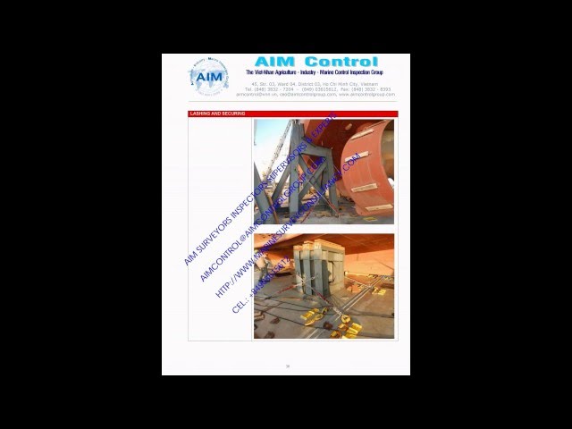 TUG BOATS LOADING & SECURING STOWAGE REPORT ON SUPERVISION AND INSPECTION .