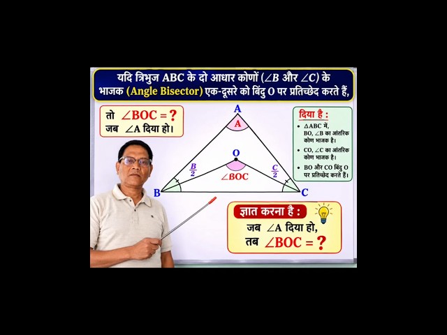 Find ∠BOC in 10 Seconds 😱 | Angle Bisector Trick | Triangle Geometry | Class 9 & 10 Maths