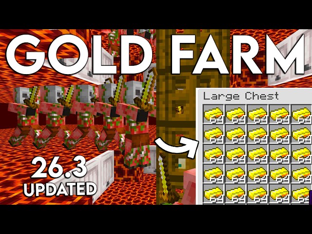 NEW UPDATED Minecraft Java 26.3 Gold Farm Tutorial | Easy Gold Farm
