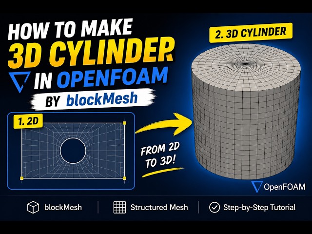 How to Create a 3D Cylinder in OpenFOAM Using blockMesh (Starting from a 2D Case)