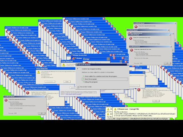 [GREEN SCREEN] Windows XP Error - VIRUS ERROR ☢ - FOOTAGE - SOUND