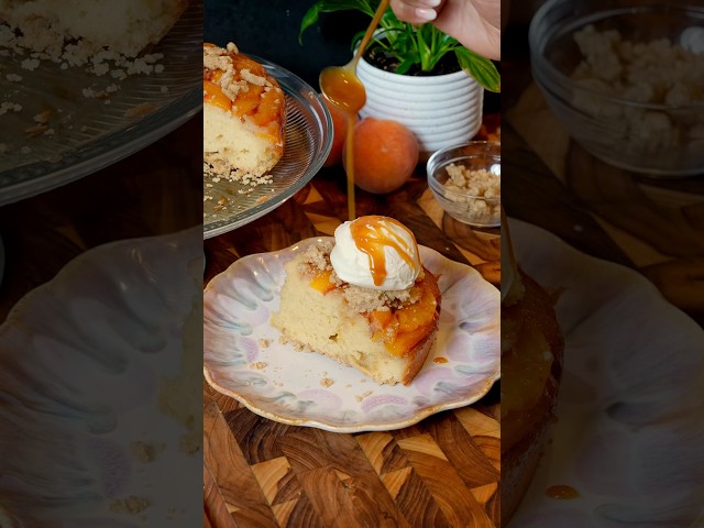Upside-Down Peach Cobbler Cake | Easy Summer Dessert