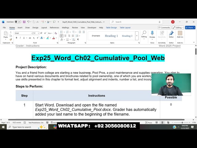 Exp25_Word_Ch02_Cumulative_Pool_Web | Word Chapter 2 Grader Cumulative - Pool | #word #msword #mylab