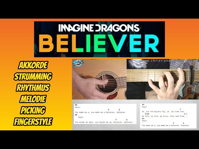 Believer - Imagine Dragons - Mega Gitarren Tutorial! Strumming Picking Melodie perkussiver Rhythmus!