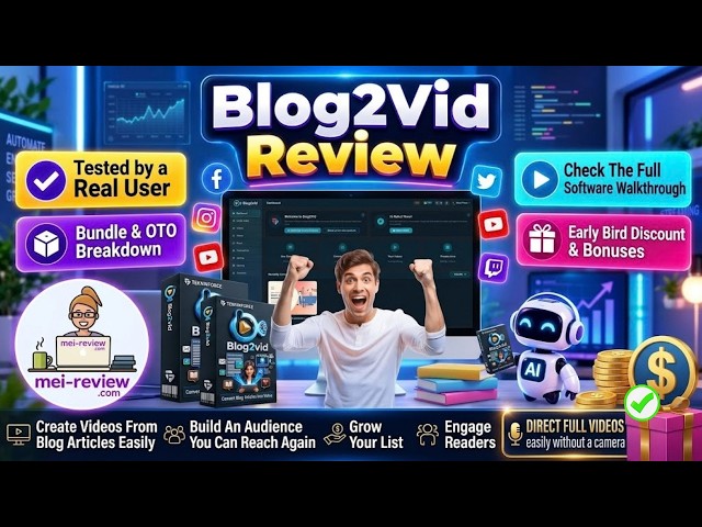 Blog2Vid Review 2026 🔥 AI Blog-to-Video Software: Turn Articles Into Videos 🚀 Full Demo + OTOs 🎁