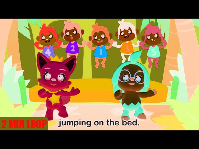🐒 Five Little Monkeys Jumping on the Bed | Funny Monkey Adventure 🎵 | Kids Songs & Nursery Rhymes