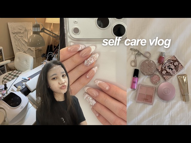 self care vlog 🛁: facial, skincare, new nails, shower routine, beauty routines
