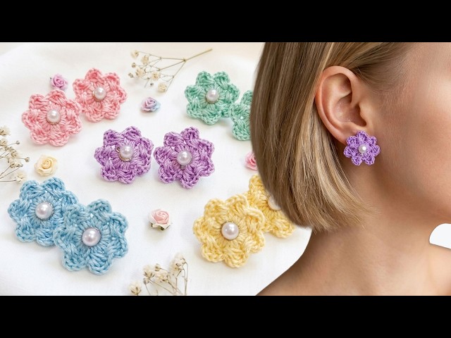 "Crochet FLOWER Earrings" For Absolute Beginners | Step by Step Tutorial DIY