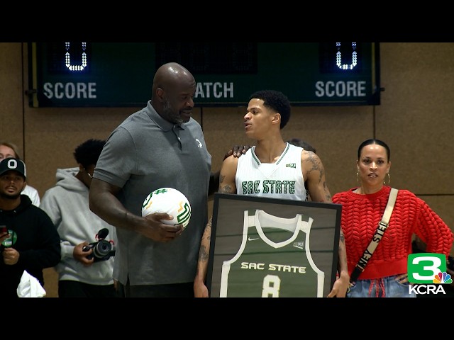 Shaquille O'Neal drops by Sacramento State to support Hornets and son's senior night