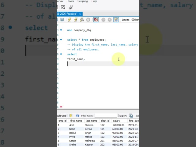 SQL SELECT Query | First Name, Last Name & Salary | SQL for Beginners