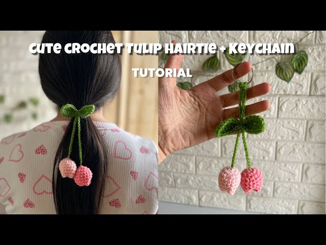 Make This Adorable Crochet Tulip Hair Tie & Keychain | Beginner friendly Tutorial | Easy and cute
