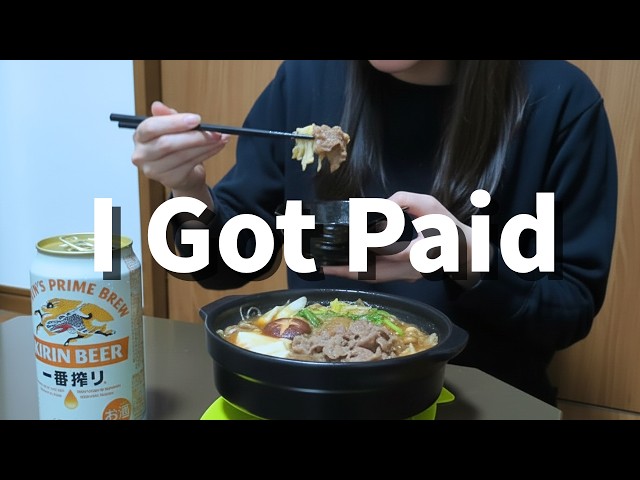 Payday in Japan 🇯🇵 | A 24-Year-Old Woman’s Quiet Life | Sukiyaki & Beer Night
