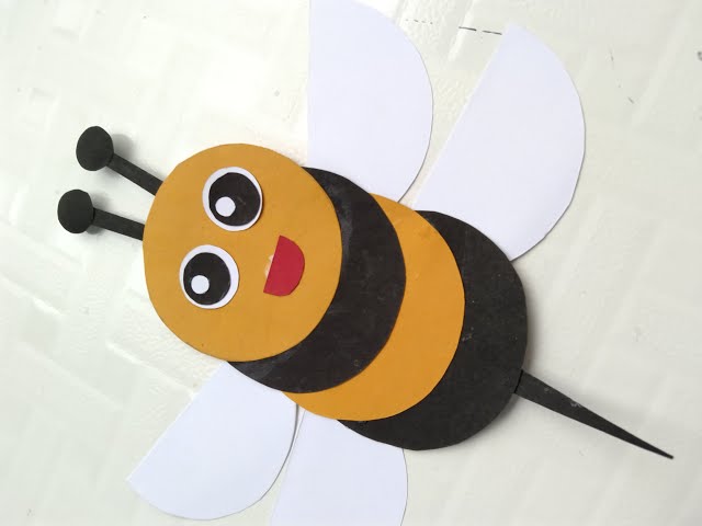Paper bee craft. Step by step tutorial. Fun craft for kids