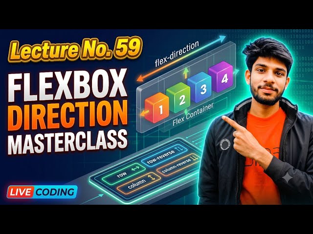 CSS Flexbox Direction Explained: row, column & reverse | Lecture 59 (Hindi)