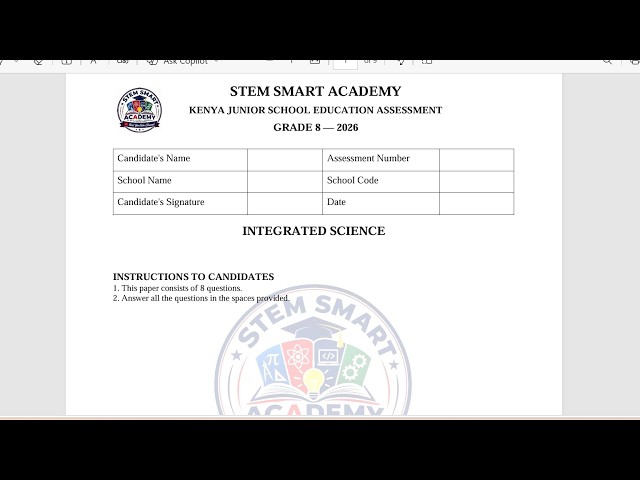 GRADE 8 INTEGRATED SCIENCE 2026 PREDICTION EXAM | KJSEA REVISION | FULL PAPER WITH ANSWERS