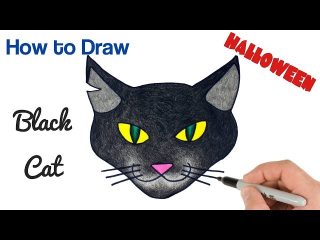 How to Draw a Black Cat Emoji | DIY Halloween Drawings