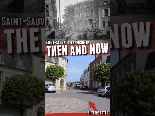 Destroyed town of  Saint-Sauveur-le-Vicomte Then and Now. #military #history #dday #thenandnow