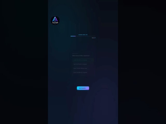 I Built a Quiz App Using HTML, CSS & JavaScript 🤯🧠 #HTML #JavaScript #Coding #Shorts #ANANDCodeLab