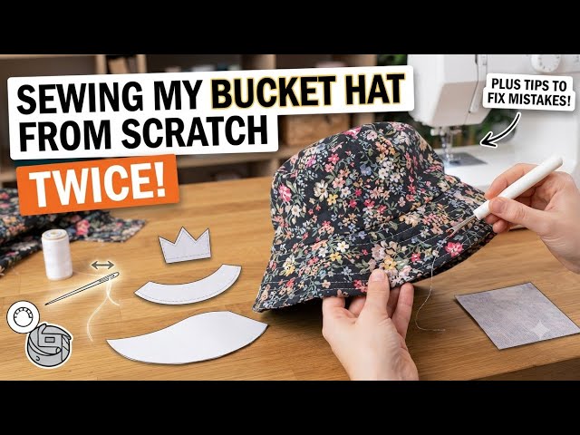 Sewing My Bucket Hat From Scratch Twice Plus Tips To Fix Mistakes part1