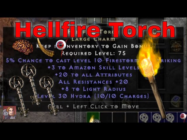 D2R Unique Items - Hellfire Torch (Large Charm)