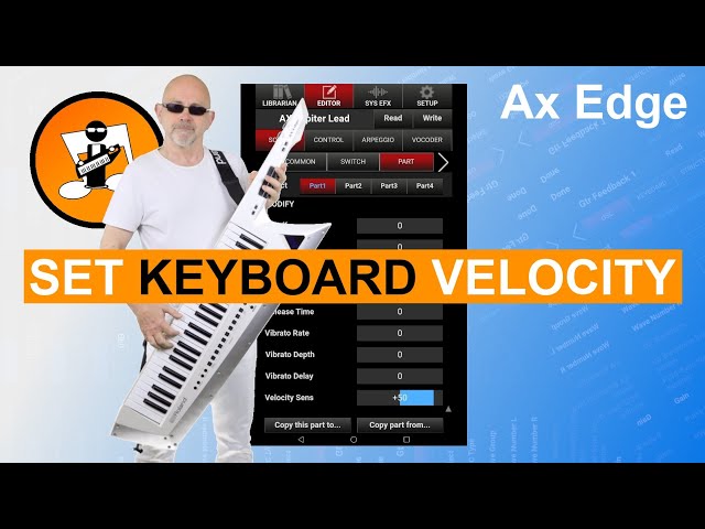 How to set the keyboard velocity sensitivity on the Roland Ax Edge