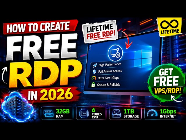 Lifetime Free RDP 2026 | Get 32GB RAM, US Server & 500MBPS Speed | No Credit Card Needed