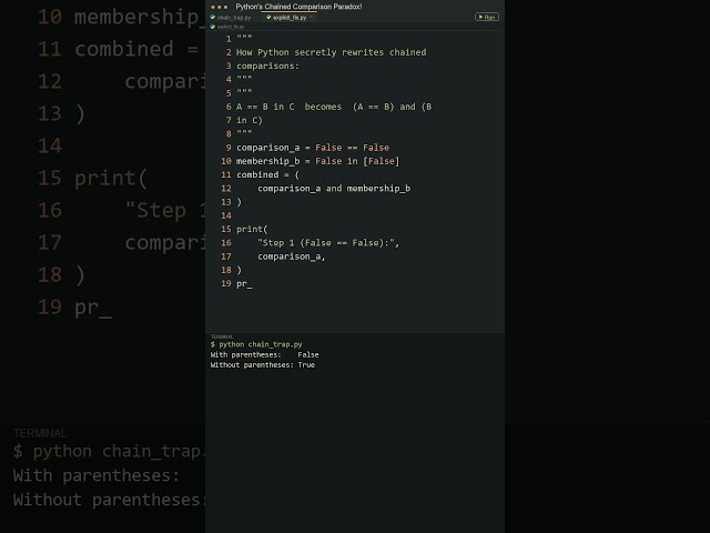 Python's Chained Comparison Paradox! #python #debugging #developer #learnpython