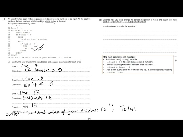 Q5  - find the errors in pseudocode