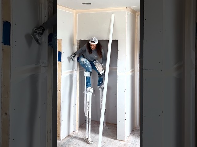 Always a fun day when you’re on stilts 😂 #shorts #stilts #drywall