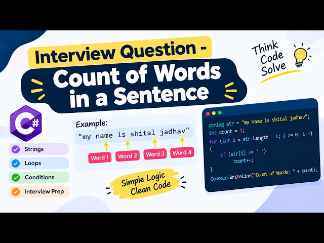 Count of Words in a Sentence | String coding Question | Interview Question
