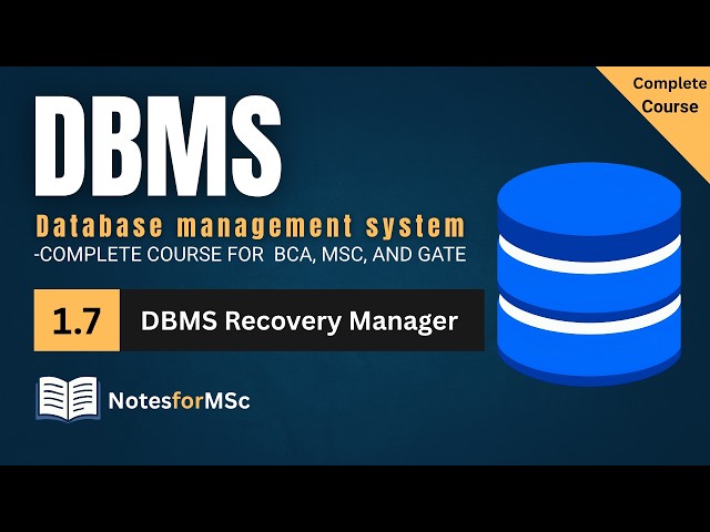 What is DBMS Recovery Manager |DBMS Course | Lesson 1.7 #dbms