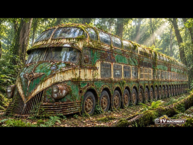 Hidden in the Forest: Massive Rusty Bus Finally Found After Decades of Abandonment