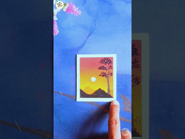 Beautiful Sunset Landscape Drawing Easy Step by Step 🌅#shorts