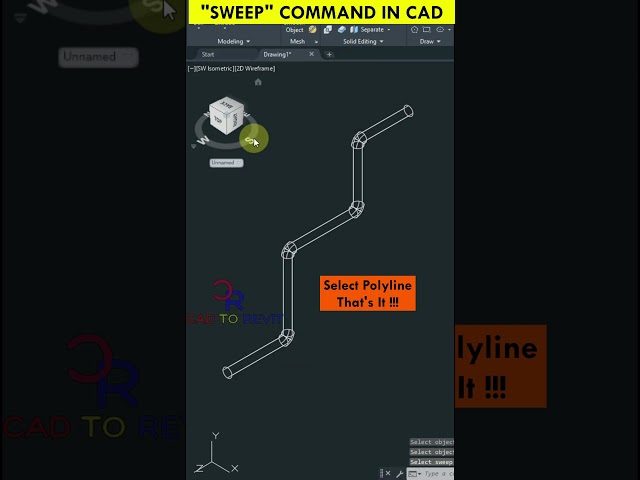 Sweep Command In AutoCAD | 3D Pipe in AutoCAD #shorts #autocad