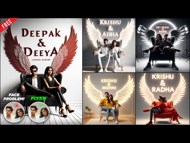 Create 3D Ai Wings Couple Images With Name photo editing | bing ai | bing image creator tutorial