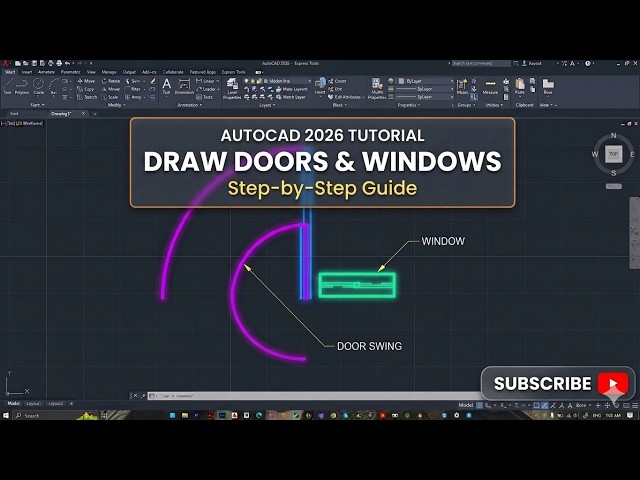 How to Draw Doors & Windows in AutoCAD 2026 (Step-by-Step Tutorial)