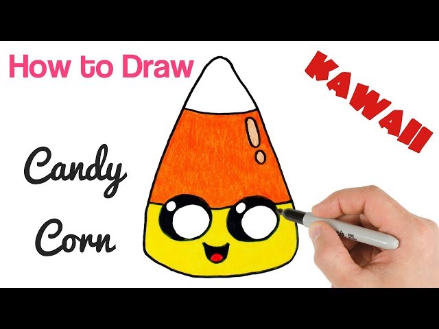 How to Draw Candy Corn Cute Kawaii | Halloween Drawings