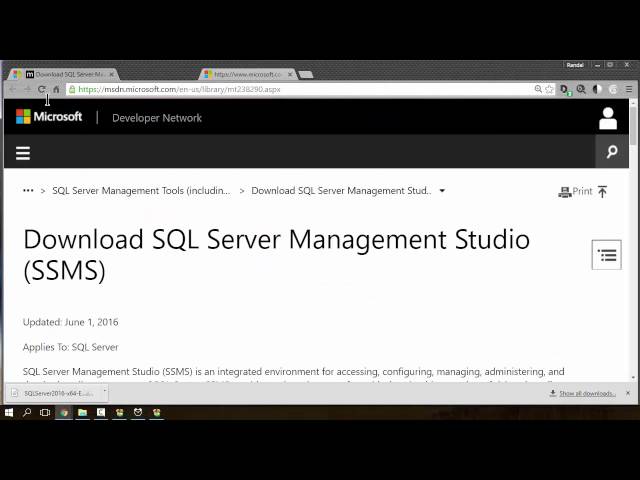 Installing SQL 2016 June 1 2016 (Old Version)