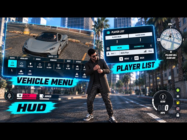 HUD V Inspired | Vehicle Menu + Players List | FiveM Script