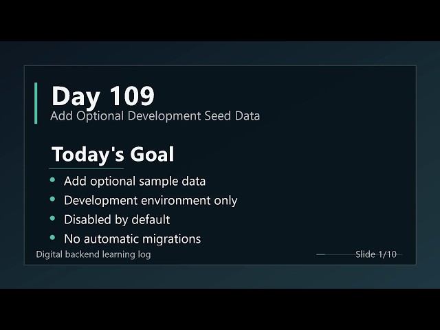 Day 109 - Add Optional Development Seed Data | ASP.NET Core