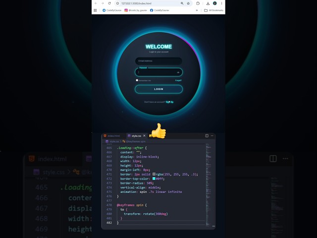 Animated Login Form using HTML & CSS 🔥 | Modern Login UI #shorts #html #css #webdevelopment