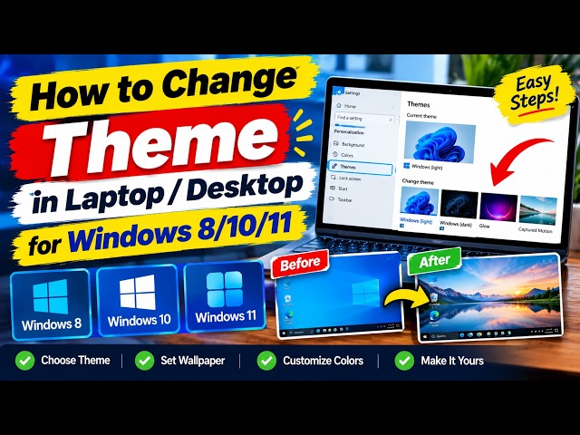 How to Change Theme in Laptop/Desktop | Theme कैसे Change करें? Windows 8, 10 & 11