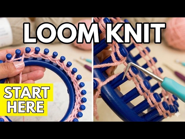 EASY HOW TO LOOM KNIT Step by Step Loom Knitting for Beginners | Loomahat