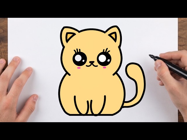 How to Draw a Cute Kitty Cat 😺 | Easy Step by step drawing for kids.