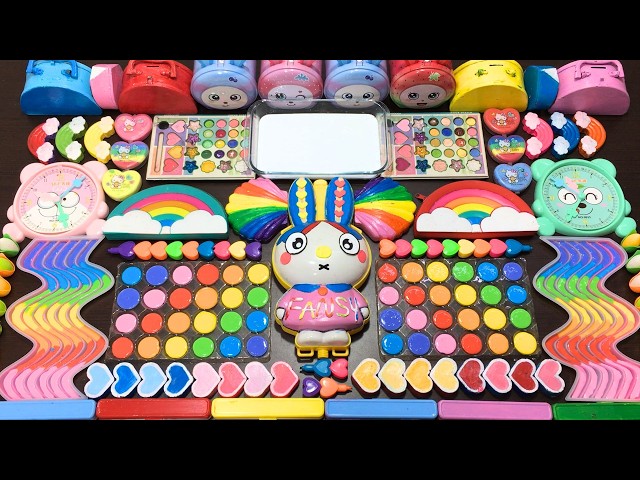 RELAXING WITH COLORFUL VS RAINBOW SLIME ! Mixing MAKEUP, CLAY & Glitter into GLOSSY Slime !!!