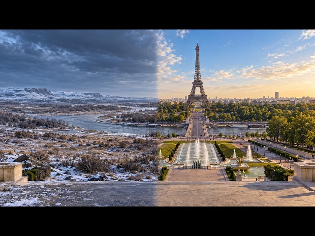 PARIS: Evolution of the Trocadéro–Eiffel Axis | 15,000-Year Fixed-View Reconstruction